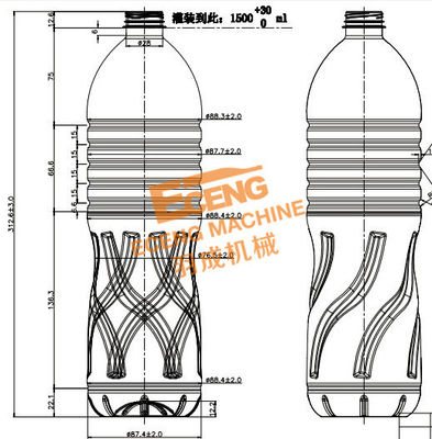 Mesin Blow Blow Peregangan Semi Otomatis Kecepatan Tinggi Botol PET 16KW